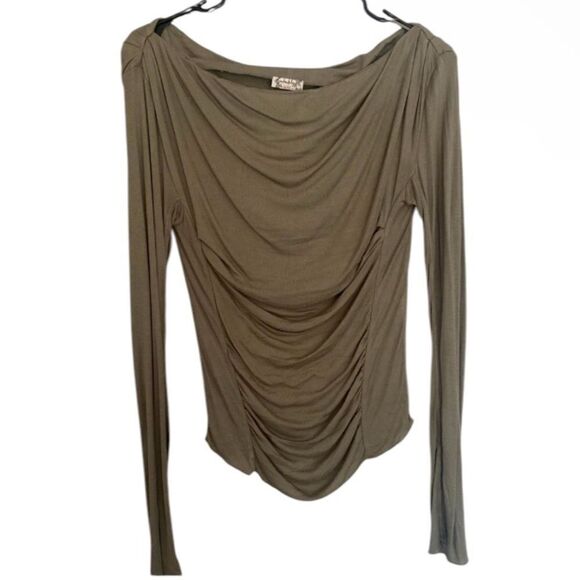 Free People NWT Night We Met Ruched Long Sleeve in Army Size XS - Picture 6 of 8